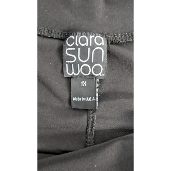 Clara Sun Woo Wide Leg Palazzo Pants 1XL Black Pull On Slinky Comfort Travel - Picture 3 of 9